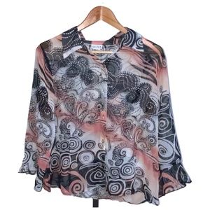 Nicola Black  Pink and White Paisley Print Top